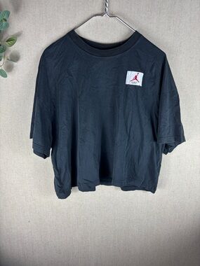 Jordan Air > Black Tee with Red Jumpman Patch Loose Fit Large